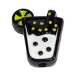 Black and white bubble tea bead charm with lime slice for DIY jewelry making - Hand-painted Polka Dot Cup / Black