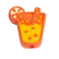Vibrant orange cartoon juice cup bead accessory for DIY jewelry and phone chains - Hand-painted Polka Dot Cup / Orange