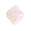 Creamy white cube bead with pink glitter heart pattern for DIY jewelry and crafts - Leaf Pattern Heart / Pink