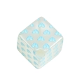 Translucent white cube bead with blue glitter heart pattern for DIY jewelry and bracelets - Leaf Pattern Heart / Blue