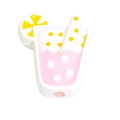 Pink miniature resin cup charm with straw and lemon slice for DIY jewelry making - Hand-painted Polka Dot Cup / White