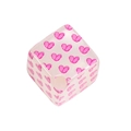 Translucent white cube DIY bead with pink heart pattern and center hole for jewelry making - Leaf Pattern Heart / Rose Red