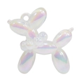 Holographic acrylic balloon dog charm with iridescent purple finish and top hanging loop - Jelly Style with Pearl Collar / White