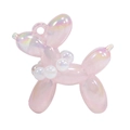 Pink pearlescent acrylic balloon dog charm with pearl collar and metallic hook - Jelly Style with Pearl Collar / Light Pink