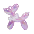 Iridescent purple balloon dog pendant with pearl finish for DIY jewelry and keychains - Jelly Style with Pearl Collar / Purple