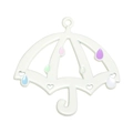 White umbrella alloy charm with colorful raindrops and heart cutouts for DIY jewelry - White