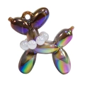 Rainbow acrylic balloon dog charm with pearl collar for DIY keychain and jewelry making - Solid Color Style with Pearl Collar / Brown