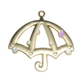 Colorful alloy umbrella pendant with heart cutout and multi-color enamel drip drops - Gold