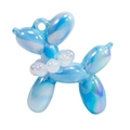 Iridescent light blue acrylic balloon dog pendant with white pearl collar and top hole - Solid Color Style with Pearl Collar / Blue