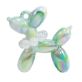 Iridescent acrylic balloon dog charm with pearl collar for DIY keychain jewelry - Solid Color Style with Pearl Collar / Green