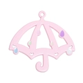 Pink cartoon umbrella charm with heart cut-out and colorful raindrops for DIY keychains - Pink