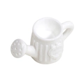 Mini pot d'arrosage en céramique blanche avec emblème en relief et fini brillant - Arrosoir-Blanc