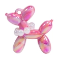 Pink iridescent acrylic balloon dog pendant with pearl necklace detail for DIY jewelry - Solid Color Style with Pearl Collar / Peach