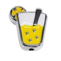 Yellow enamel lemon drink cup charm with straw for DIY jewelry and phone chains - Silver-Framed Thin Cup Style / Yellow