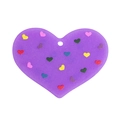 Ciondolo a cuore in acrilico viola con motivi a mini cuori colorati e foro superiore - Cuore / Viola