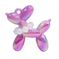 Purple iridescent balloon dog acrylic pendant with white pearl collar accessory - Solid Color Style with Pearl Collar / Purple