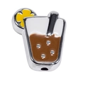 DIY colorful enamel bubble tea charm bead for bracelets with silver metal base - Silver-Framed Thin Cup Style / Brown