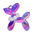 Pink and purple gradient acrylic balloon dog pendant with white pearl necklace charm - Transparent Style with Pearl Collar / Blue and Purple