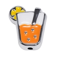 Silver drink cup bead with orange enamel and straw detail for DIY jewelry making - Silver-Framed Thin Cup Style / Orange