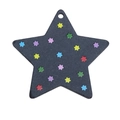 Ciondolo a stella in acrilico nero con motivi glitter colorati e foro superiore - Pentagramma / Nero
