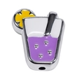 DIY purple bubble tea bead with colorful enamel finish and silver straw for jewelry - Silver-Framed Thin Cup Style / Purple