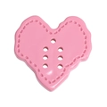 Pink heart-shaped acrylic button pendant with stitched edge and seven holes - Blank Heart / Pink