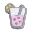 Cartoon boba tea loose bead with pink base and grey cup for DIY jewelry making - Thin Cup Style / Gray