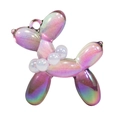 Iridescent gradient acrylic balloon dog pendant with translucent collar bead decoration - Transparent Style with Pearl Collar / Purple Grey