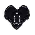 Irregular heart shaped black acrylic decorative button with textured edges for DIY crafts - Blank Heart / Black