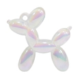 Iridescent white acrylic balloon dog charm with rainbow finish for DIY jewelry - Jelly Style without Collar / White