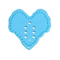 Sky blue heart-shaped acrylic button pendant with 7-hole design and stitched edge detail - Blank Heart / Blue
