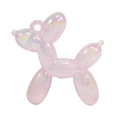 Pink pearlescent acrylic balloon dog charm with round hanging loop for DIY jewelry - Jelly Style without Collar / Light Pink