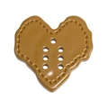Brown heart-shaped acrylic button pendant with seven holes and decorative stitching edges - Blank Heart / Light Coffee