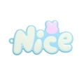 Pendentif lettre 'Nice' bleu avec lapin rose pour porte-clés DIY ou accessoires de sac - Lettre Nice Bleue