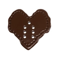 Irregular heart shaped acrylic button charm in glossy chocolate brown finish with 7 holes - Blank Heart / Dark Coffee