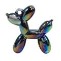 Iridescent bicolored acrylic balloon dog pendant with a high-gloss metallic finish - Solid Color Style without Collar / Black