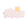 Pendentif lettre 'Nice' rose et blanc avec tête de lapin jaune pour accessoires DIY - Lettre Nice Rose