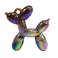 Iridescent two-tone acrylic balloon dog pendant with gradient metallic finish for DIY crafts - Solid Color Style without Collar / Brown