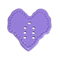 Purple acrylic heart-shaped button pendant with stitch detail and multi-hole design - Blank Heart / Purple