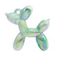 Iridescent aurora acrylic balloon dog charm with green and blue metallic gradient finish - Solid Color Style without Collar / Green