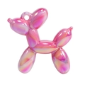 Pink pearlescent acrylic balloon dog charm pendant for DIY jewelry and keychains - Solid Color Style without Collar / Peach