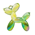 Gradient green and purple acrylic balloon dog pendant with glossy iridescent finish - Transparent Style without Collar / Yellow-Green