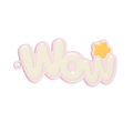 Pendentif 'Wow' rose et blanc avec étoile jaune pour accessoires porte-clés DIY - Lettre Wow Rose