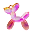 Iridescent gradient balloon dog pendant charm in purple and pink acrylic for DIY jewelry - Transparent Style without Collar / Fuschia