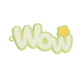 Cartoon Wow Anhänger in Hellgrün mit gelbem Stern für Taschen und Schlüsselanhänger - Fruchtgrün Wow Buchstaben