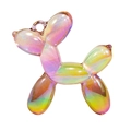 Iridescent acrylic balloon dog charm for DIY jewelry with rainbow color-changing finish - Transparent Style without Collar / Purple & Yellow