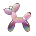 Iridescent acrylic balloon dog charm with laser finish for DIY jewelry and keychains - Transparent Style without Collar / Purple Grey
