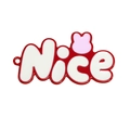 Süßer 'Nice' Buchstaben-Anhänger mit rotem Emaille-Rand und kleinem rosa Hasenkopf - Rot Nice Buchstaben