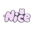 Rosa Emaille Nice Anhänger mit Hasenkopf und Silberrand für DIY Schmuckzubehör - Silber Nice Buchstaben