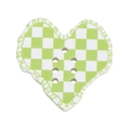 Acrylic heart-shaped button pendant featuring a green and white checkerboard pattern finish - Checkerboard Heart / Fruit Green